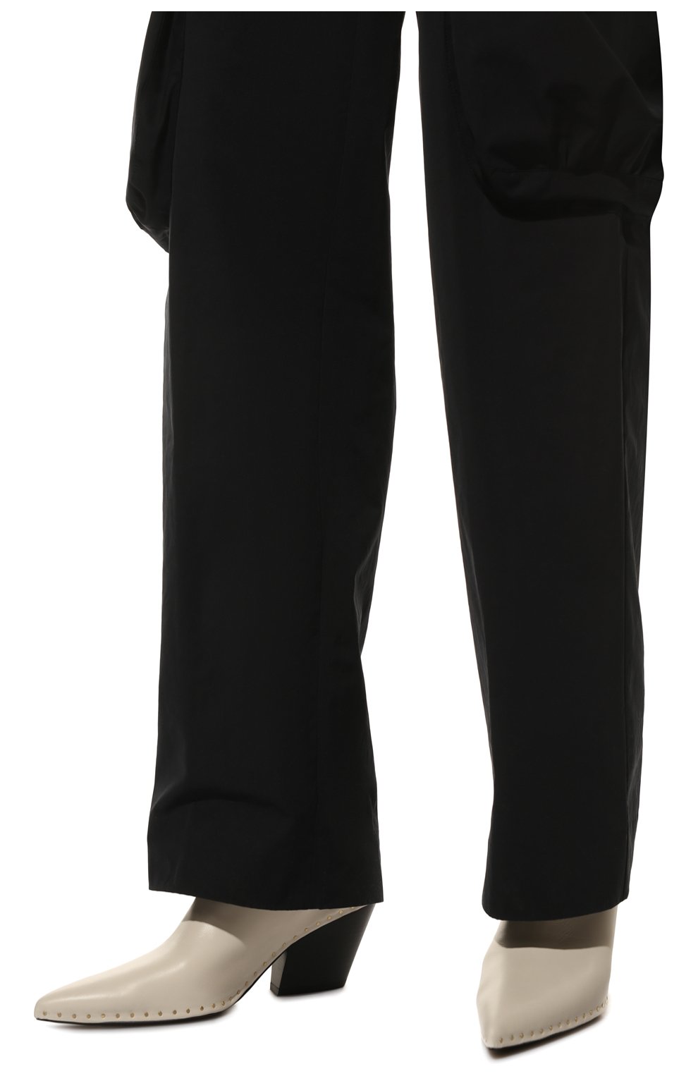 Женские кожаные сабо JIL SANDER молочного цвета, арт. JS38010A-15011 | Фото 3 (Материал внешний: Кожа; Материал внутренний: Натуральная кожа; Каблук высота: Средний; Каблук тип: Устойчивый)