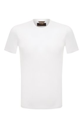 Мужская хлопковая футболка MOORER белого цвета, арт. MIKE-ES/M0UMA100108-TEPA535 | Фото 1 (Материал внешний: Хлопок; Длина (для топов): Стандартные; Рукава: Короткие; Принт: Без принта; Стили: Кэжуэл)