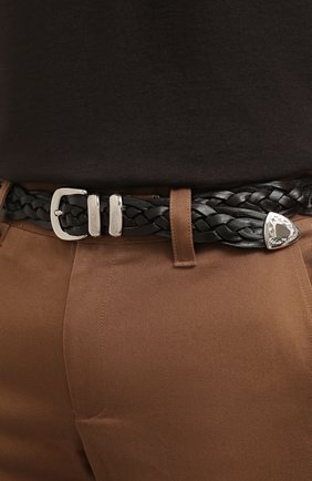 Мужской кожаный ремень BRUNELLO CUCINELLI темно-коричневого цвета, арт. MAUTA348 | Фото 2 (Материал: Натуральная кожа; Случай: Повседневный)