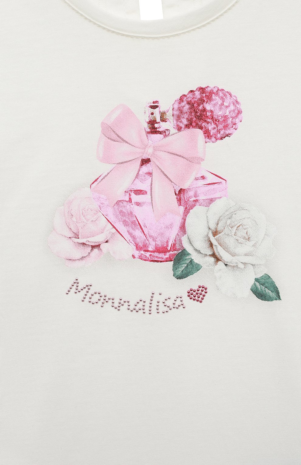 Детский хлопковая футболка MONNALISA белого цвета, арт. 310600 | Фото 3 (Ростовка одежда: 12 мес | 80 см, 18 мес | 86 см, 24 мес | 92 см, 36 мес | 98 см)