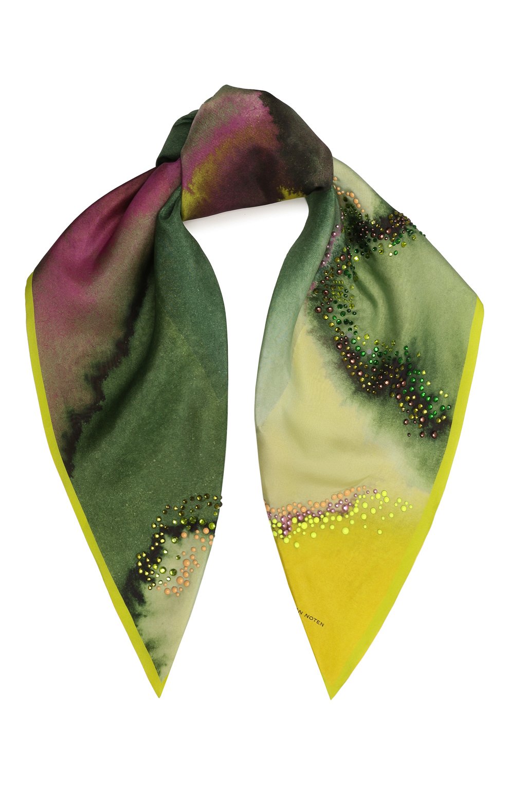 Женский шелковый платок DRIES VAN NOTEN разноцветного цвета, арт. 221-011306-4350 | Фото 1 (Материал: Текстиль, Шелк)