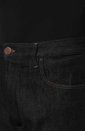 Мужские джинсы GIORGIO ARMANI темно-синего цвета, арт. 6KSJ15/SD2BZ | Фото 5 (Силуэт М (брюки): Прямые; Кросс-КТ: Деним; Длина (брюки, джинсы): Стандартные; Материал внешний: Хлопок, Деним; Стили: Кэжуэл)