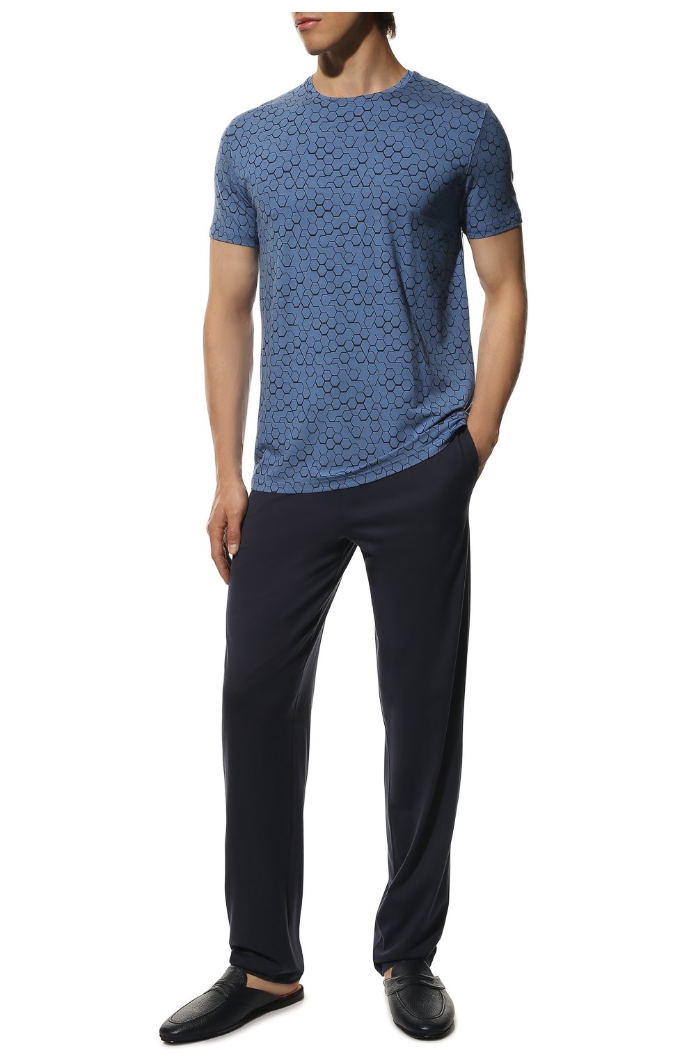 Мужская футболка DEREK ROSE голубого цвета, арт. 3048-L0ND006 | Фото 2 (Кросс-КТ: домашняя одежда; Рукава: Короткие; Материал внешний: Синтетический материал; Длина (для топов): Стандартные)
