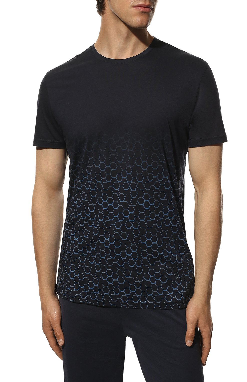 Мужская хлопковая футболка DEREK ROSE темно-синего цвета, арт. 3054-R0BI009 | Фото 3 (Кросс-КТ: домашняя одежда; Рукава: Короткие; Длина (для топов): Стандартные; Материал внешний: Хлопок)