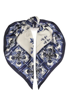 Женский шелковый платок DOLCE & GABBANA синего цвета, арт. FN090R/GDA0Z | Фото 1 (Материал: Текстиль, Шелк)