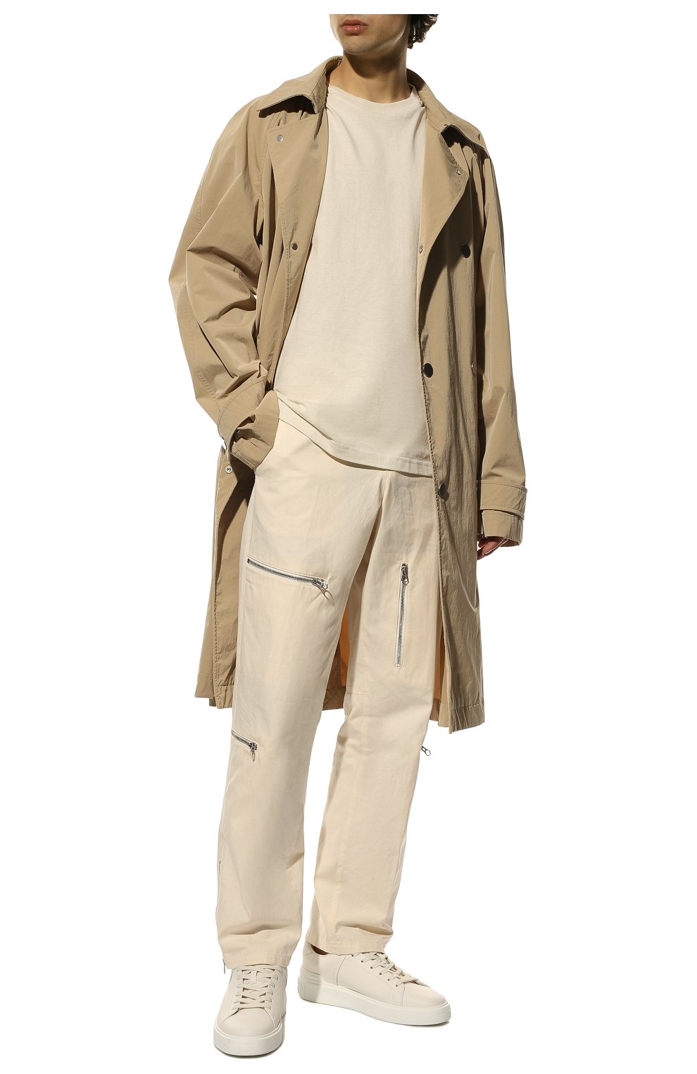 Мужские хлопковые брюки JIL SANDER кремвого цвета, арт. JSMU311742-MU241300 | Фото 2 (Длина (брюки, джинсы): Стандартные; Случай: Повседневный; Материал внешний: Хлопок; Стили: Минимализм)