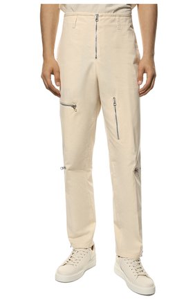 Мужские хлопковые брюки JIL SANDER кремвого цвета, арт. JSMU311742-MU241300 | Фото 3 (Длина (брюки, джинсы): Стандартные; Случай: Повседневный; Материал внешний: Хлопок; Стили: Минимализм)
