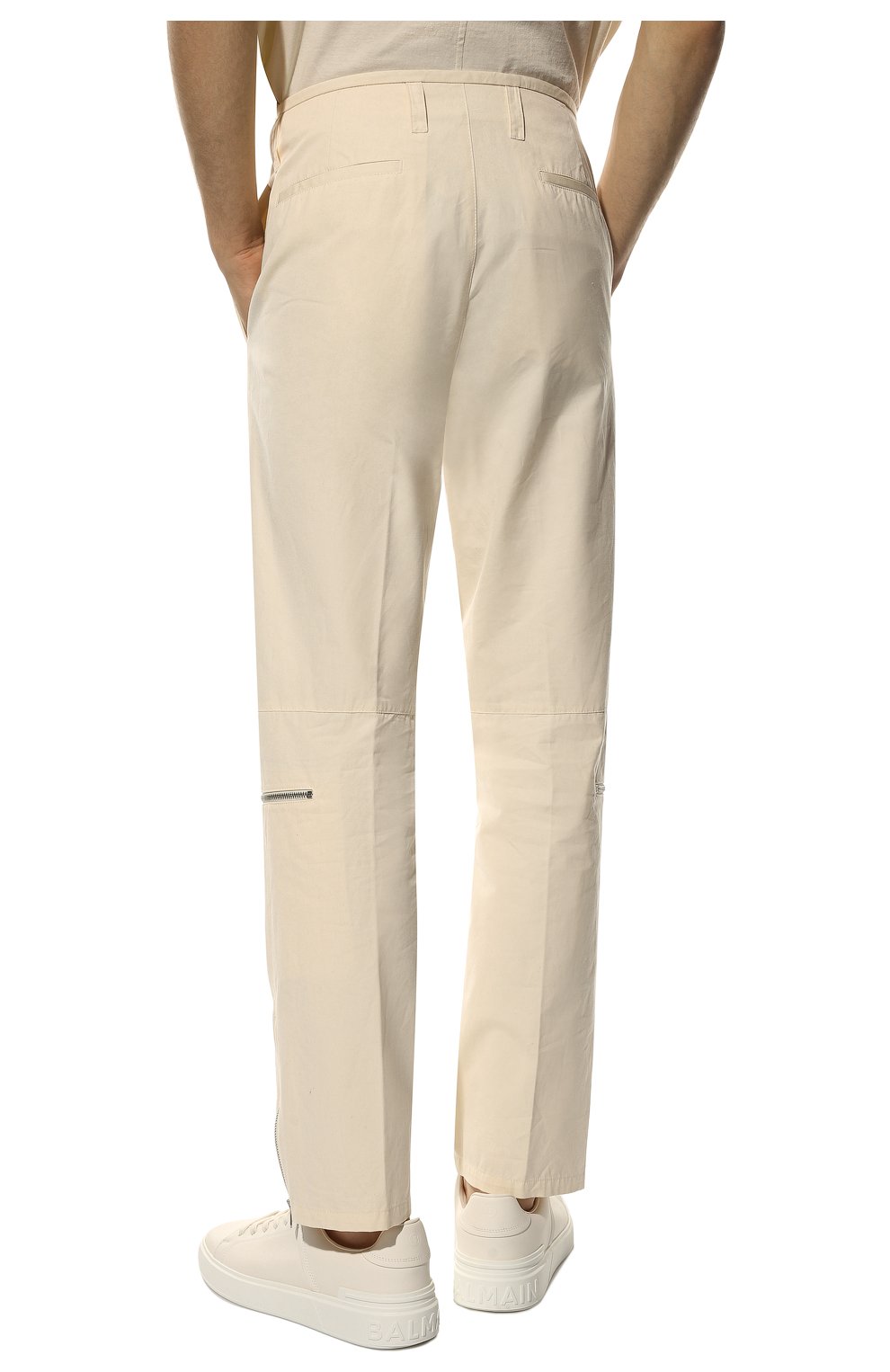 Мужские хлопковые брюки JIL SANDER кремвого цвета, арт. JSMU311742-MU241300 | Фото 4 (Длина (брюки, джинсы): Стандартные; Случай: Повседневный; Материал внешний: Хлопок; Стили: Минимализм)