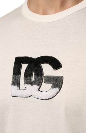 Мужская хлопковая футболка DOLCE & GABBANA белого цвета, арт. G8KBAZ/G7C6S | Фото 5 (Рукава: Короткие; Длина (для топов): Стандартные; Принт: С принтом; Материал внешний: Хлопок; Стили: Кэжуэл)