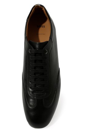 Мужские кожаные кроссовки BOSS черного цвета, арт. 50469928 | Фото 6 (Материал внешний: Кожа; Стили: Классический; Материал утеплителя: Без утеплителя)