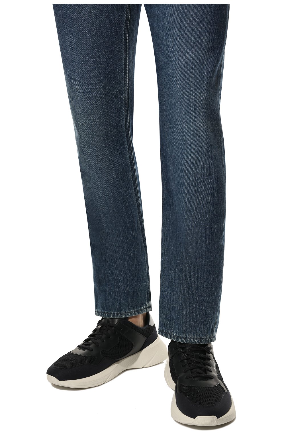 Мужские текстильные кроссовки BOSS темно-синего цвета, арт. 50474955 | Фото 3 (Материал внешний: Текстиль; Стили: Классический; Материал утеплителя: Без утеплителя)