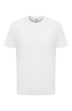 Мужская хлопковая футболка BRUNELLO CUCINELLI белого цвета, арт. 221M0T611308 | Фото 1 (Принт: Без принта; Рукава: Короткие; Длина (для топов): Стандартные; Материал внешний: Хлопок; Стили: Кэжуэл)