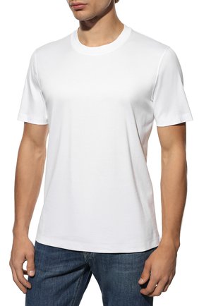 Мужская хлопковая футболка BRUNELLO CUCINELLI белого цвета, арт. 221M0T611308 | Фото 3 (Принт: Без принта; Рукава: Короткие; Длина (для топов): Стандартные; Материал внешний: Хлопок; Стили: Кэжуэл)