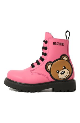 Детские кожаные ботинки MOSCHINO розового цвета, арт. 71866 VAR.3/28-35 | Фото 2 (Материал внешний: Кожа; Материал внутренний: Текстиль)