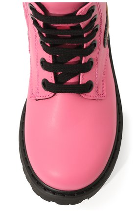 Детские кожаные ботинки MOSCHINO розового цвета, арт. 71866 VAR.3/28-35 | Фото 4 (Материал внешний: Кожа; Материал внутренний: Текстиль)