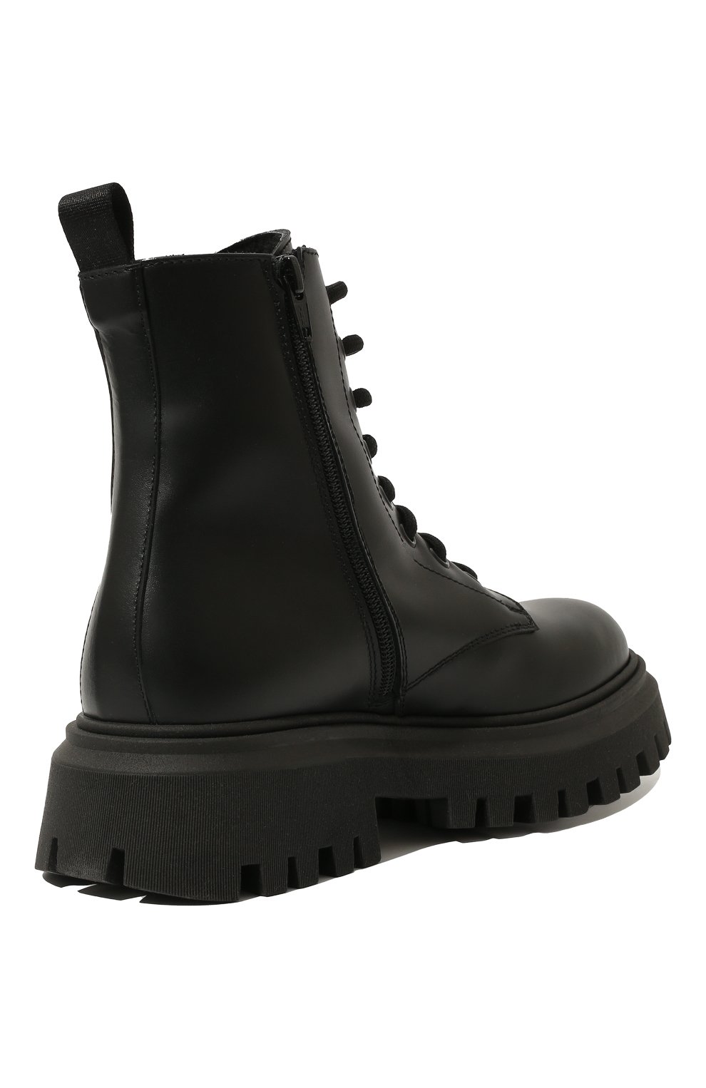 Детские кожаные ботинки MOSCHINO черного цвета, арт. 71839 VAR.1/36-41 | Фото 3 (Материал внешний: Кожа; Материал утеплителя: Натуральный мех)