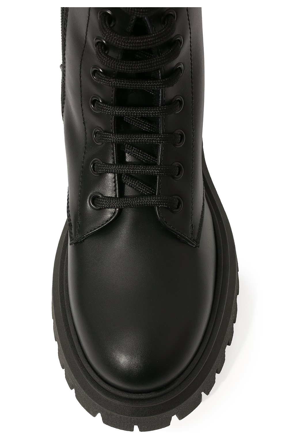 Детские кожаные ботинки MOSCHINO черного цвета, арт. 71839 VAR.1/36-41 | Фото 4 (Материал внешний: Кожа; Материал утеплителя: Натуральный мех)