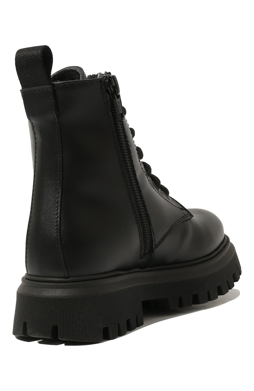 Детские кожаные ботинки MOSCHINO черного цвета, арт. 71839 VAR.1/28-35 | Фото 3 (Материал внешний: Кожа; Материал утеплителя: Натуральный мех)