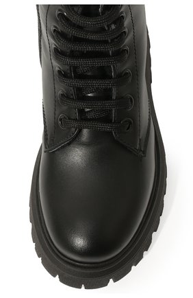 Детские кожаные ботинки MOSCHINO черного цвета, арт. 71839 VAR.1/28-35 | Фото 4 (Материал внешний: Кожа; Материал утеплителя: Натуральный мех)