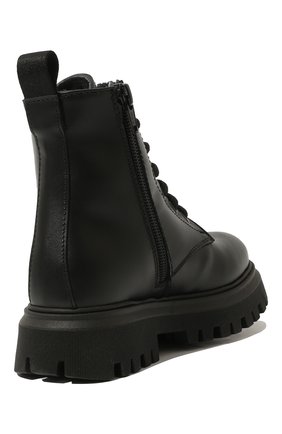 Детские кожаные ботинки MOSCHINO черного цвета, арт. 71839 VAR.1/18-27 | Фото 3 (Материал внешний: Кожа; Материал утеплителя: Натуральный мех)