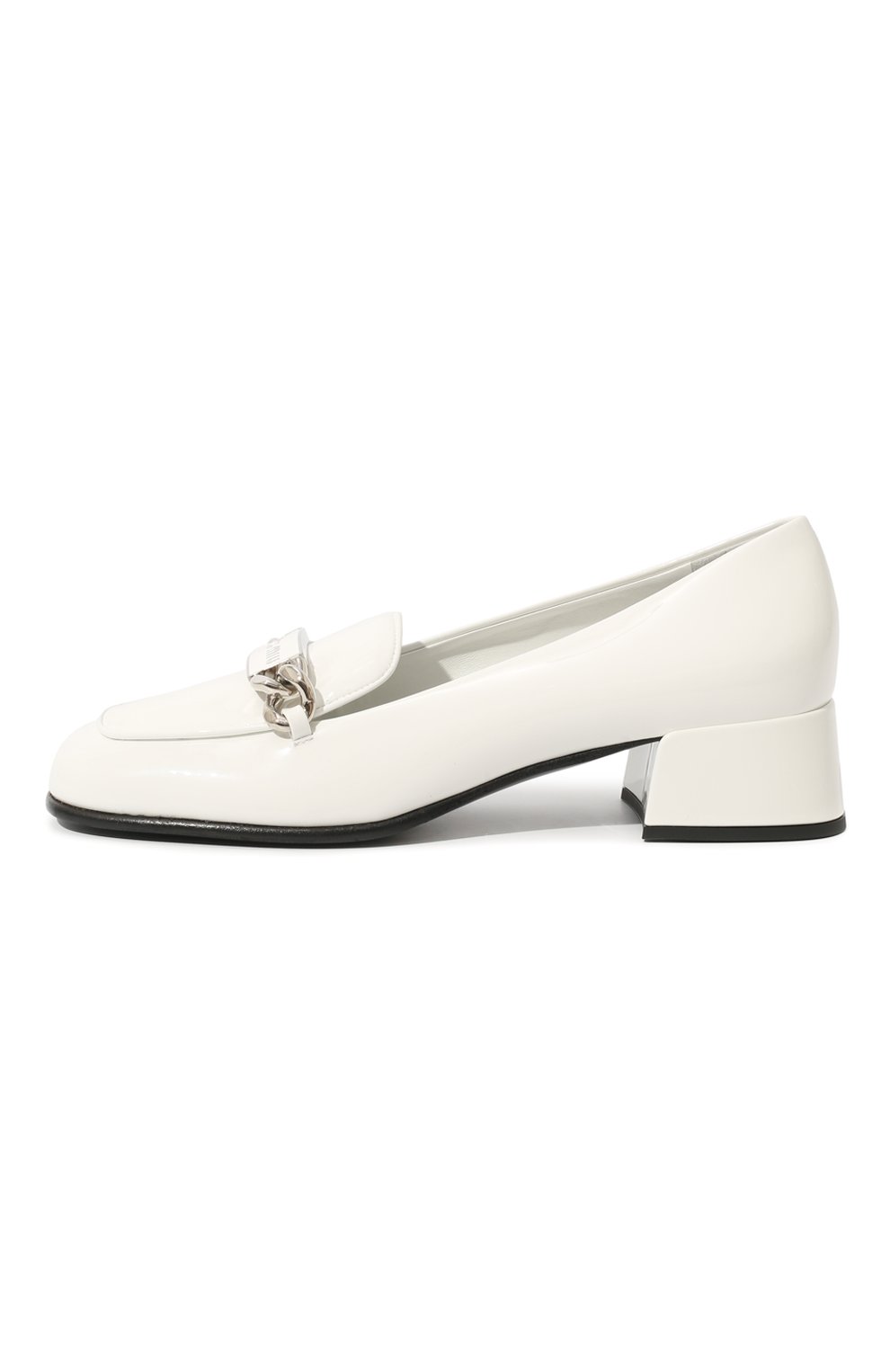 Женские кожаные туфли MIU MIU белого цвета, арт. 5D658D-JHR-F0009-035 | Фото 4 (Материал внешний: Кожа; Каблук высота: Средний; Каблук тип: Устойчивый)