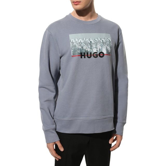 Хлопковый свитшот HUGO 50472234, цвет синий, размер 54 - фото 3