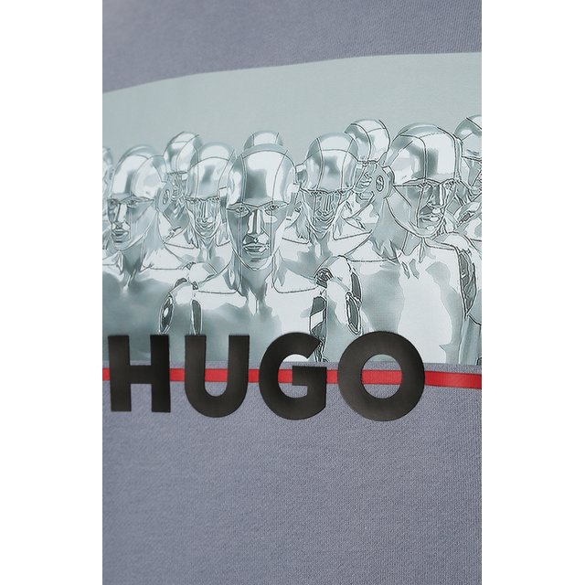 Хлопковый свитшот HUGO 50472234, цвет синий, размер 54 - фото 5