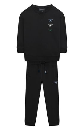 Детского комплект из свитшота и брюк EMPORIO ARMANI темно-синего цвета по цене 24400 руб., арт. 6L4VJ4/3J4VZ | Фото 1 Детского комплект из свитшота и брюк EMPORIO ARMANI темно-синего цвета, арт. 6L4VJ4/3J4VZ | Фото 1 (Материал внешний: Хлопок; Рукава: Длинные; Мальчики Кросс-КТ: Костюмы-спорт; Ростовка одежда: 10 - 11 лет | 140 - 146см, 13 - 15 лет | 158 см, 16 лет | 164 см, 4 года | 104 см, 5 лет | 110 см, 6 лет | 116 см, 7 лет | 122 см, 8 лет | 128 см)