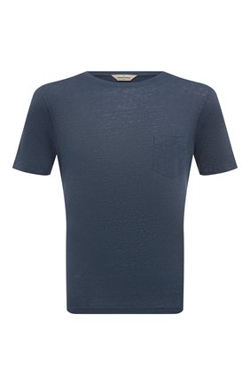 Мужская льняная футболка GRAN SASSO темно-синего цвета, арт. 60141/78617 | Фото 1 (Рукава: Короткие; Длина (для топов): Стандартные; Материал внешний: Лен; Принт: Без принта; Стили: Кэжуэл)
