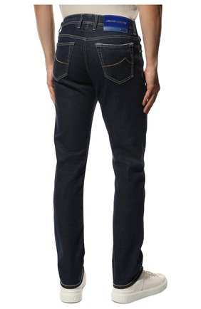 Мужские джинсы JACOB COHEN темно-синего цвета, арт. U Q L04 30 S 3619/001D | Фото 4 (Силуэт М (брюки): Прямые; Кросс-КТ: Деним; Длина (брюки, джинсы): Стандартные; Материал внешний: Хлопок, Деним; Стили: Кэжуэл)