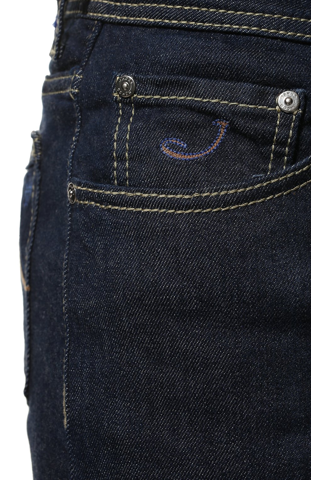 Мужские джинсы JACOB COHEN темно-синего цвета, арт. U Q L04 30 S 3619/001D | Фото 5 (Силуэт М (брюки): Прямые; Кросс-КТ: Деним; Длина (брюки, джинсы): Стандартные; Материал внешний: Хлопок, Деним; Стили: Кэжуэл)