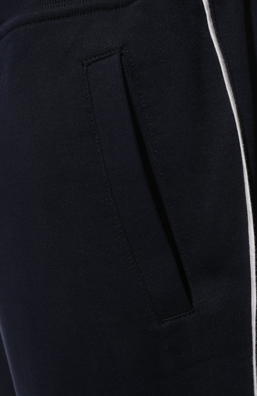Мужские хлопковые джоггеры BRUNELLO CUCINELLI темно-синего цвета, арт. MTU143374G | Фото 5 (Длина (брюки, джинсы): Стандартные; Материал внешний: Хлопок; Силуэт М (брюки): Джоггеры; Стили: Кэжуэл)