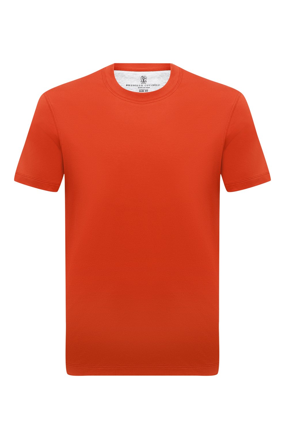 Мужская хлопковая футболка  BRUNELLO CUCINELLI оранжевого цвета, арт. M0T611308 | Фото 1 (Принт: Без принта; Рукава: Короткие; Длина (для топов): Стандартные; Материал внешний: Хлопок; Размерность: Маломерит; Стили: Кэжуэл)