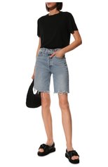 Женская хлопковая футболка 5PREVIEW черного цвета, арт. 5PW22077. | Фото 2 (Принт: Без принта; Рукава: Короткие; Длина (для топов): Стандартные; Материал внешний: Хлопок; Женское Кросс-КТ: Футболка-одежда; Стили: Минимализм)