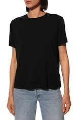 Женская хлопковая футболка 5PREVIEW черного цвета, арт. 5PW22077. | Фото 3 (Принт: Без принта; Рукава: Короткие; Длина (для топов): Стандартные; Материал внешний: Хлопок; Женское Кросс-КТ: Футболка-одежда; Стили: Минимализм)