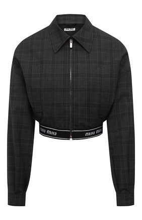 Мужская шерстяная куртка MIU MIU серого цвета, арт. ML830-10KS-F0480 | Фото 1 (Материал внешний: Шерсть; Рукава: Длинные; Длина (верхняя одежда): Короткие)