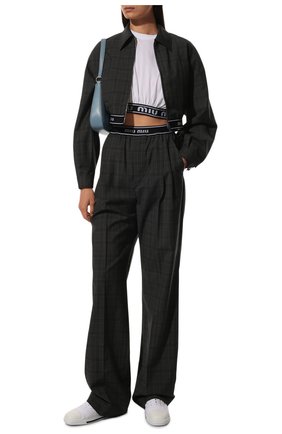 Мужская шерстяная куртка MIU MIU серого цвета, арт. ML830-10KS-F0480 | Фото 2 (Материал внешний: Шерсть; Рукава: Длинные; Длина (верхняя одежда): Короткие)