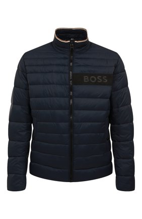 Мужская утепленная куртка BOSS синего цвета, арт. 50464308 | Фото 1 (Кросс-КТ: Куртка; Длина (верхняя одежда): Короткие; Мужское Кросс-КТ: утепленные куртки; Рукава: Длинные; Стили: Кэжуэл; Материал подклада: Синтетический материал)