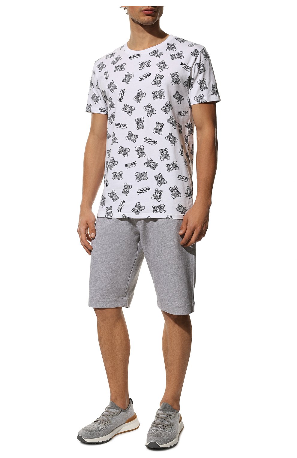 Мужская хлопковая футболка MOSCHINO белого цвета, арт. A1907/8111 | Фото 2 (Кросс-КТ: домашняя одежда; Рукава: Короткие; Длина (для топов): Стандартные; Материал внешний: Хлопок)