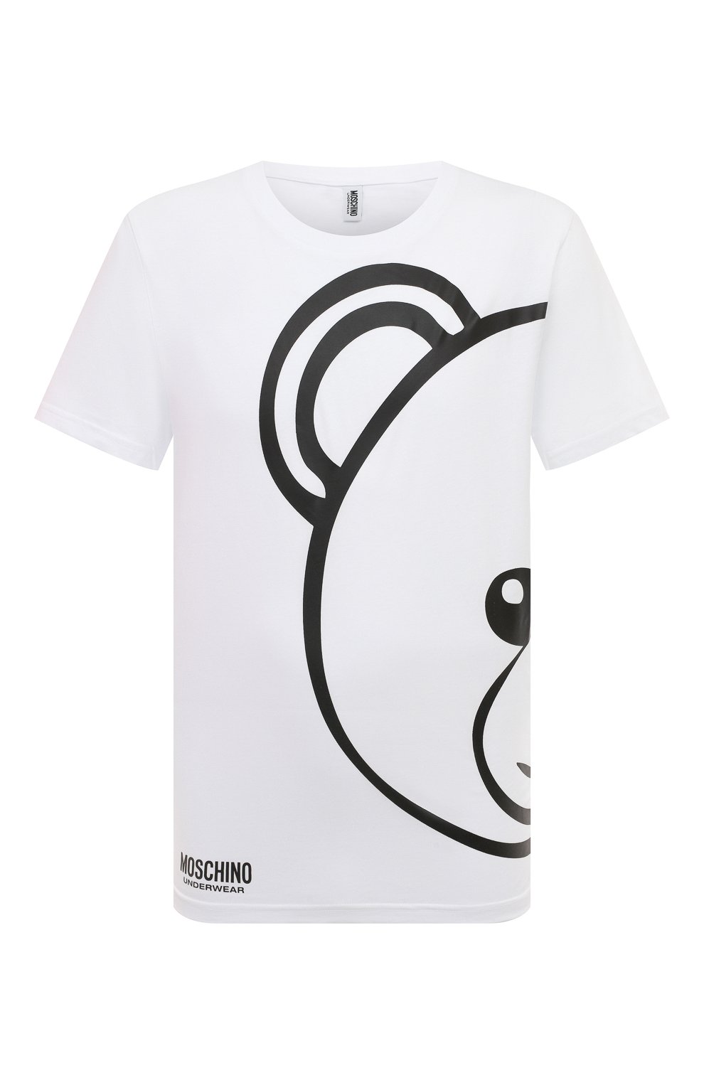 Мужская хлопковая футболка MOSCHINO белого цвета, арт. A1909/8106 | Фото 1 (Кросс-КТ: домашняя одежда; Рукава: Короткие; Длина (для топов): Стандартные; Материал внешний: Хлопок)