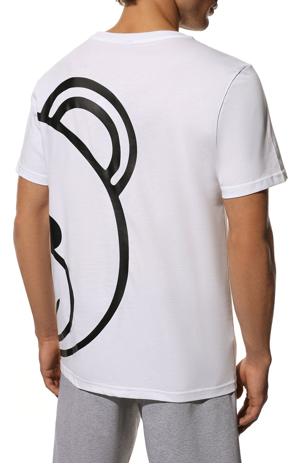 Мужская хлопковая футболка MOSCHINO белого цвета, арт. A1909/8106 | Фото 4 (Кросс-КТ: домашняя одежда; Рукава: Короткие; Длина (для топов): Стандартные; Материал внешний: Хлопок)