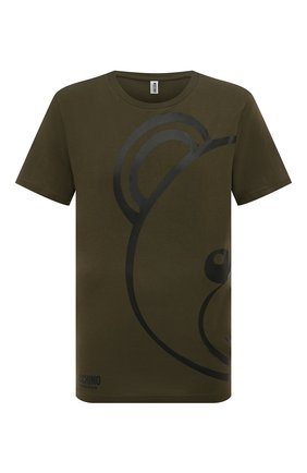 Мужская хлопковая футболка MOSCHINO хаки цвета, арт. A1909/8106 | Фото 1 (Кросс-КТ: домашняя одежда; Рукава: Короткие; Длина (для топов): Стандартные; Материал внешний: Хлопок)