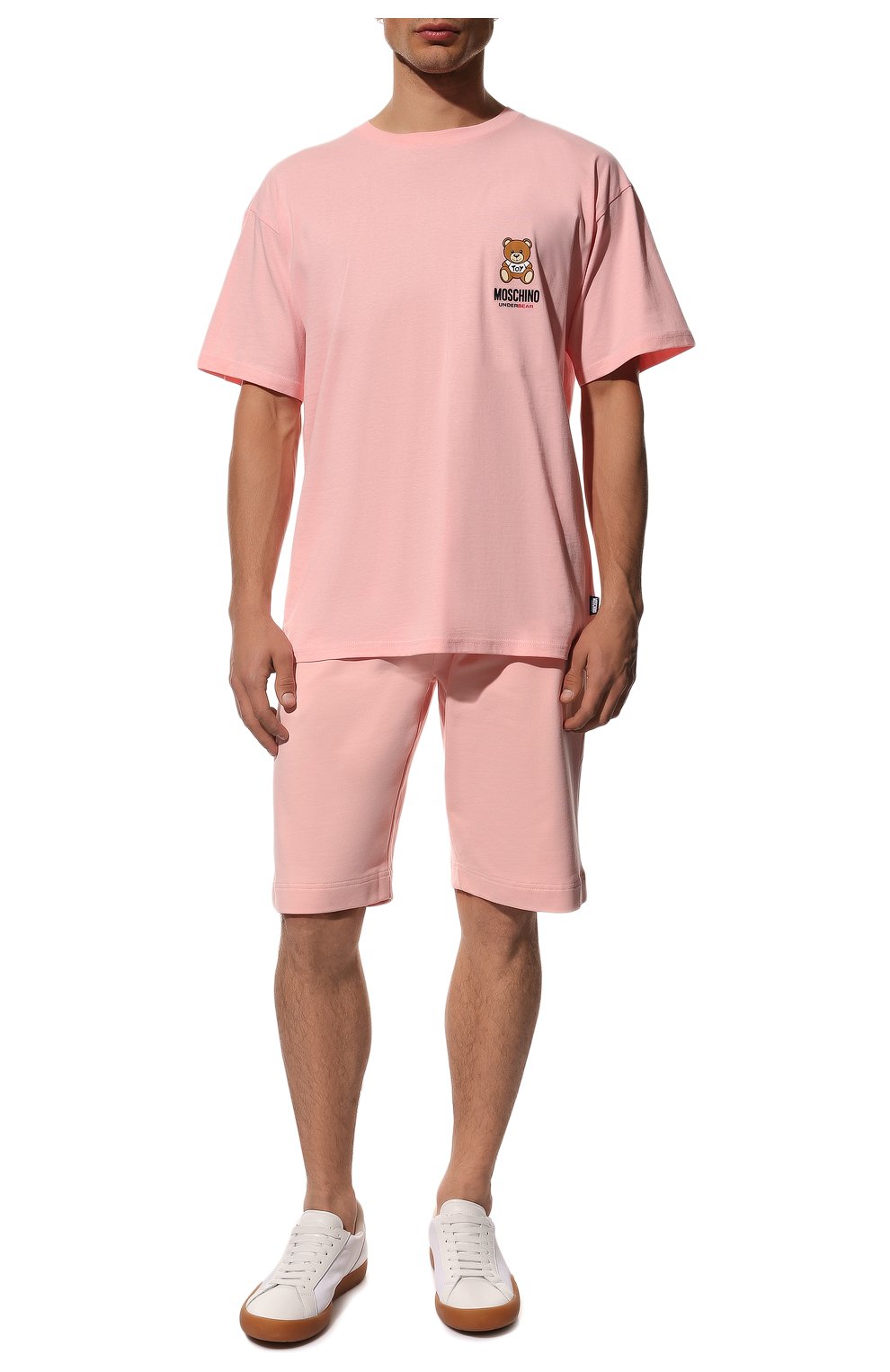 Мужская хлопковая футболка MOSCHINO розового цвета, арт. A1923/8101 | Фото 2 (Кросс-КТ: домашняя одежда; Рукава: Короткие; Длина (для топов): Стандартные; Материал внешний: Хлопок)