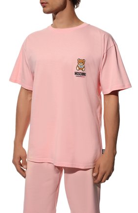 Мужская хлопковая футболка MOSCHINO розового цвета, арт. A1923/8101 | Фото 3 (Кросс-КТ: домашняя одежда; Рукава: Короткие; Длина (для топов): Стандартные; Материал внешний: Хлопок)