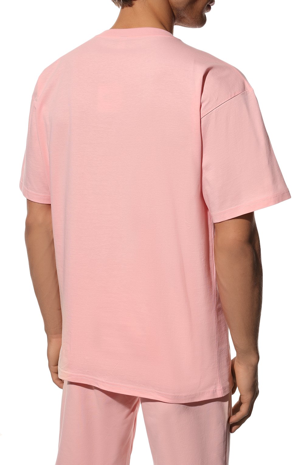 Мужская хлопковая футболка MOSCHINO розового цвета, арт. A1923/8101 | Фото 4 (Кросс-КТ: домашняя одежда; Рукава: Короткие; Длина (для топов): Стандартные; Материал внешний: Хлопок)