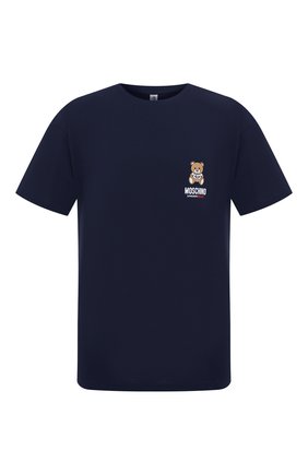 Мужская хлопковая футболка MOSCHINO темно-синего цвета, арт. A1923/8101 | Фото 1 (Кросс-КТ: домашняя одежда; Рукава: Короткие; Длина (для топов): Стандартные; Материал внешний: Хлопок)