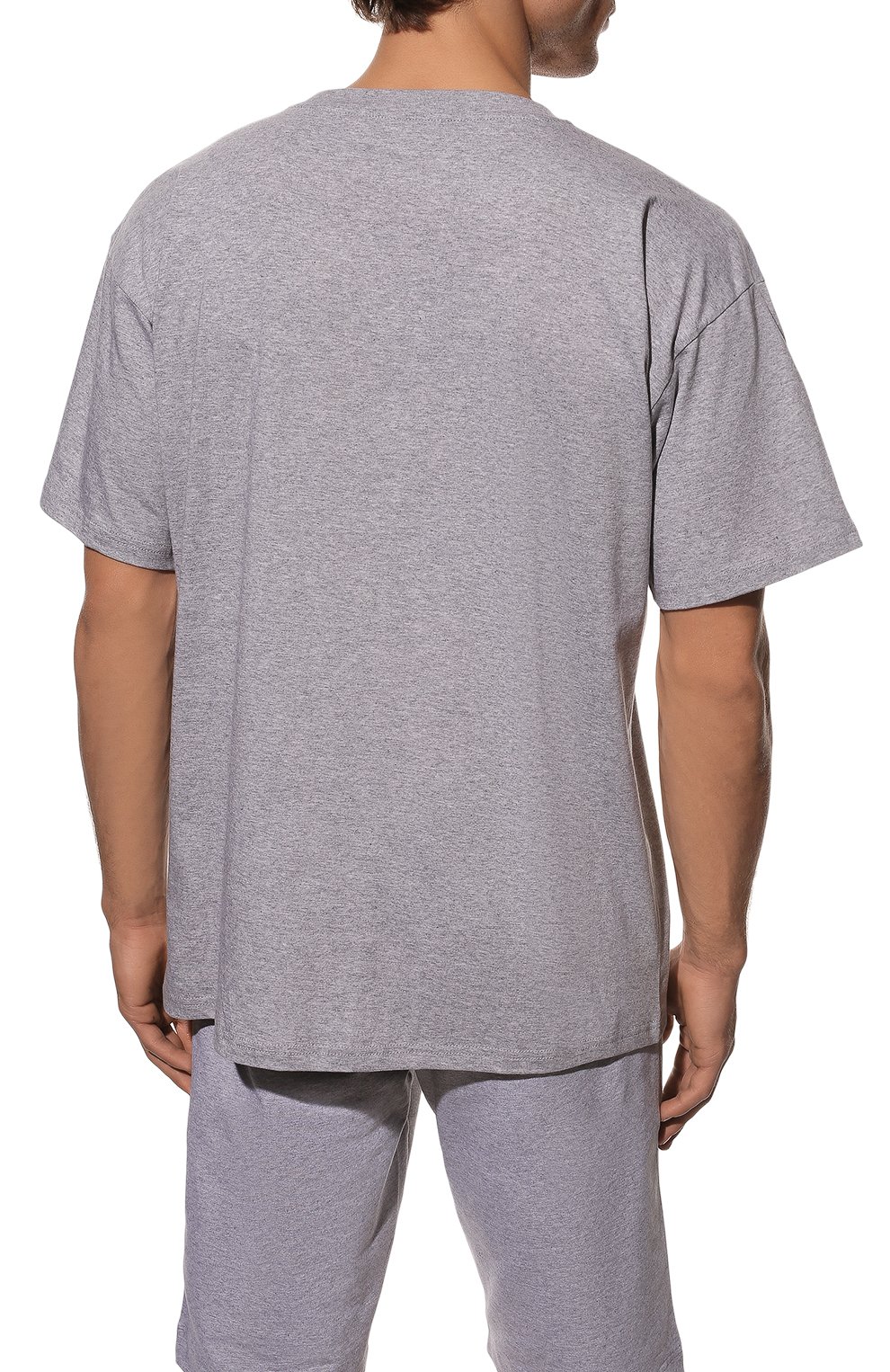 Мужская хлопковая футболка MOSCHINO серого цвета, арт. A1923/8101 | Фото 4 (Кросс-КТ: домашняя одежда; Рукава: Короткие; Длина (для топов): Стандартные; Материал внешний: Хлопок)