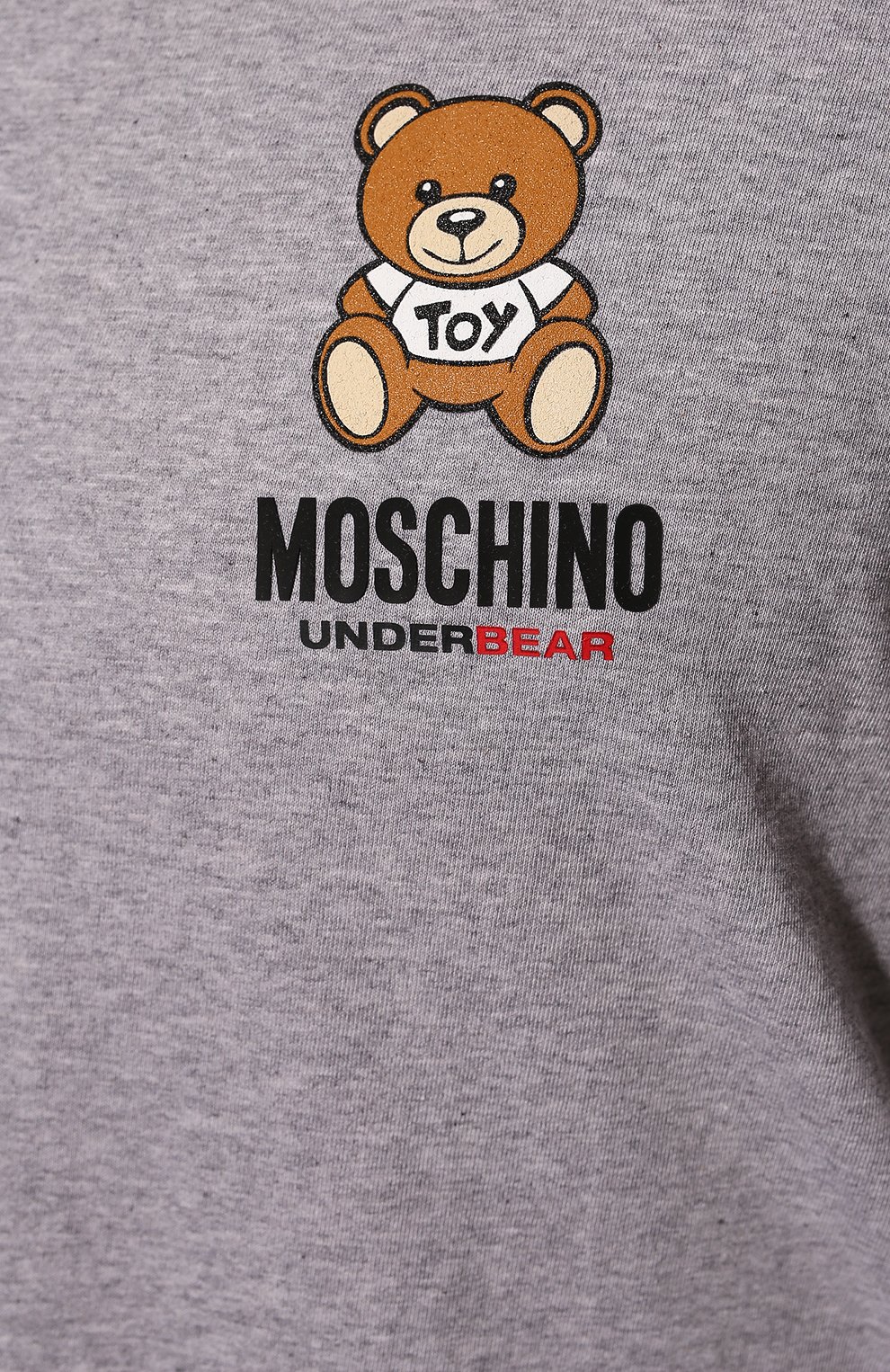 Мужская хлопковая футболка MOSCHINO серого цвета, арт. A1923/8101 | Фото 5 (Кросс-КТ: домашняя одежда; Рукава: Короткие; Длина (для топов): Стандартные; Материал внешний: Хлопок)