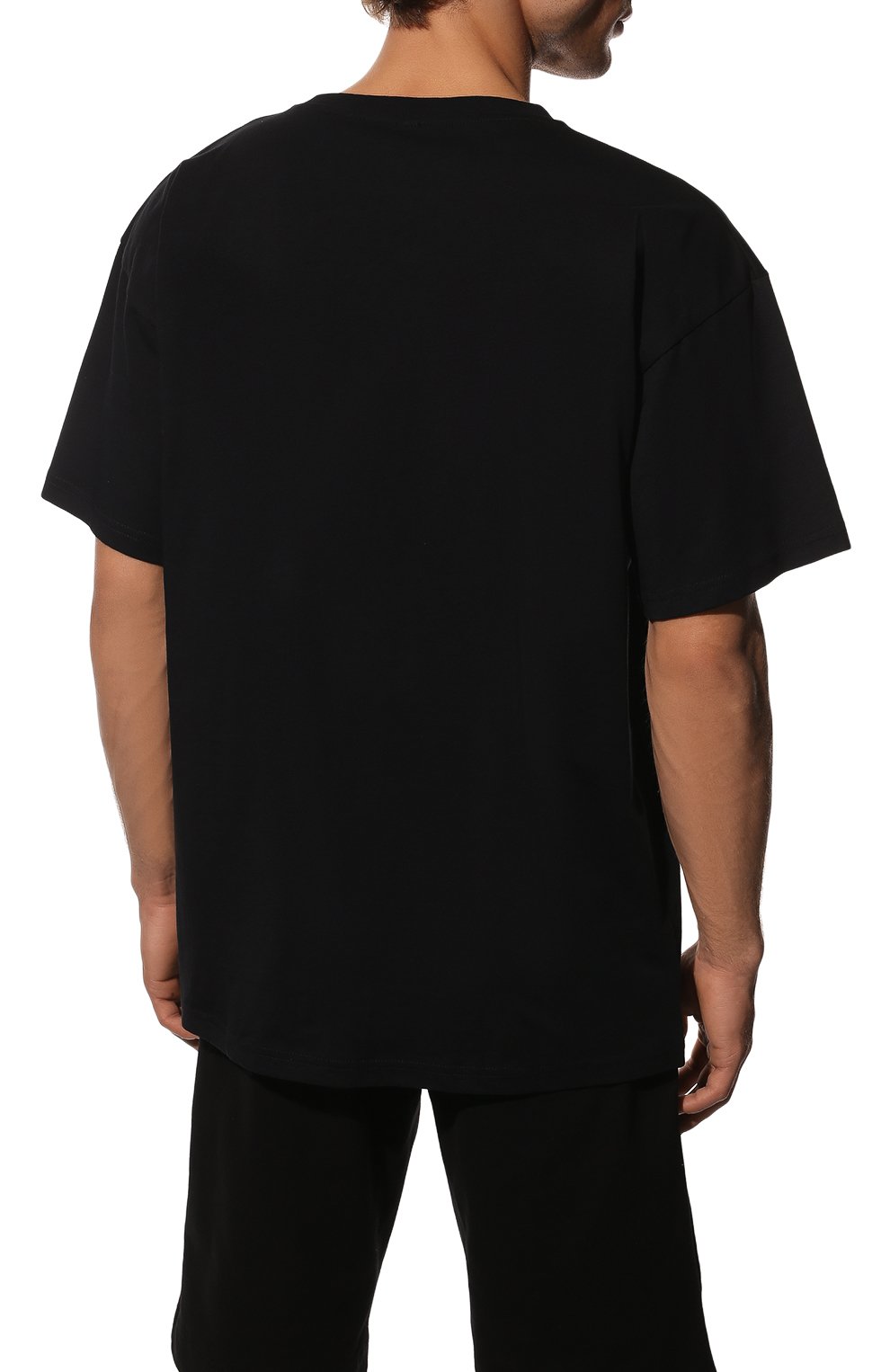 Мужская хлопковая футболка MOSCHINO черного цвета, арт. A1923/8101 | Фото 4 (Кросс-КТ: домашняя одежда; Рукава: Короткие; Длина (для топов): Стандартные; Материал внешний: Хлопок)