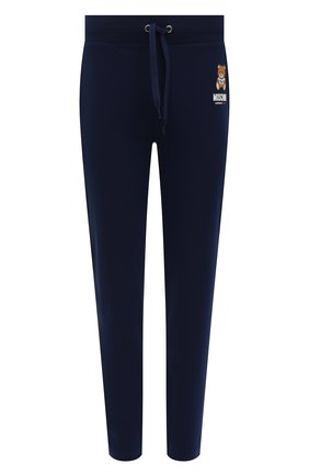Мужские хлопковые брюки MOSCHINO темно-синего цвета, арт. A4324/8125 | Фото 1 (Длина (брюки, джинсы): Стандартные; Кросс-КТ: домашняя одежда; Материал внешний: Хлопок)